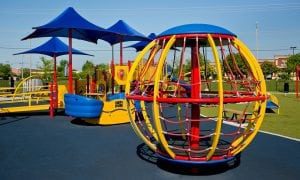 Kids on artificial turf playground