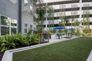 Commercial artificial turf installation