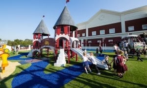 Kids on artificial turf playground